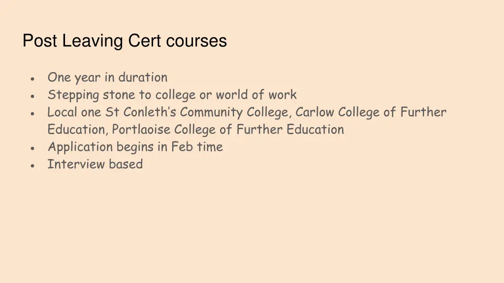 post leaving cert courses