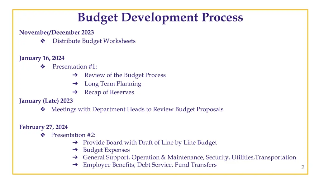 budget development process