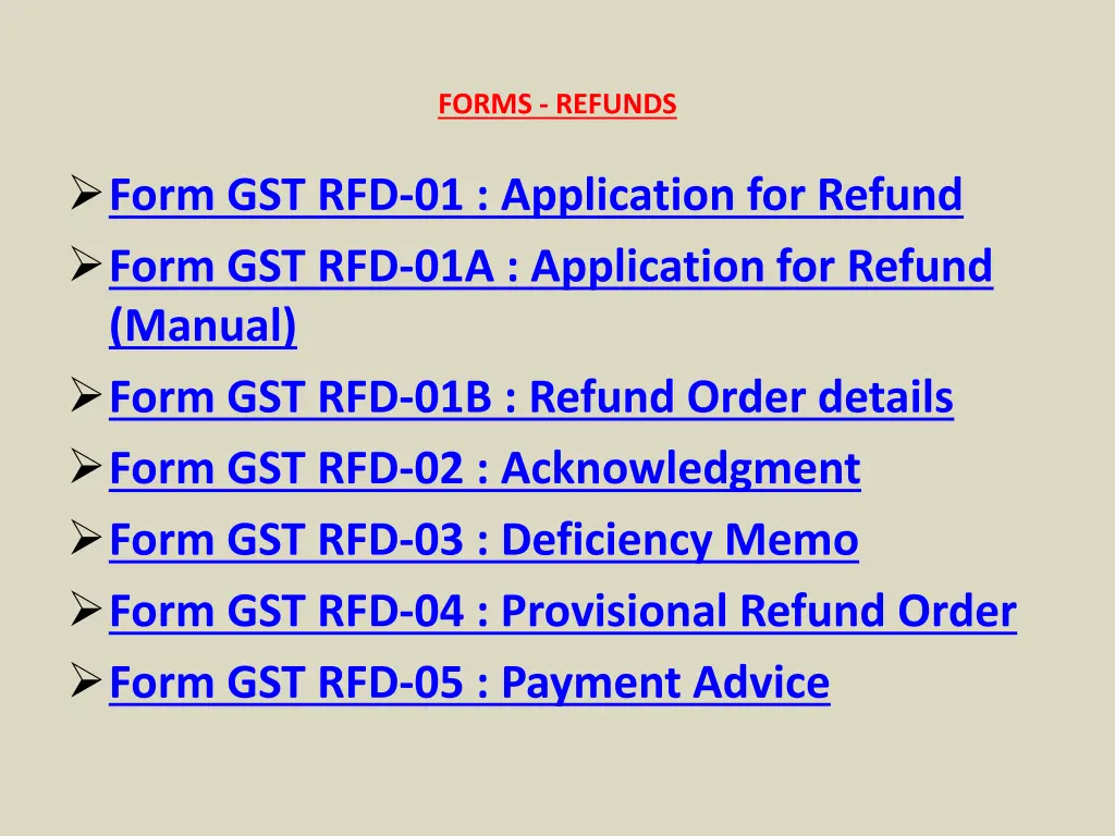forms refunds