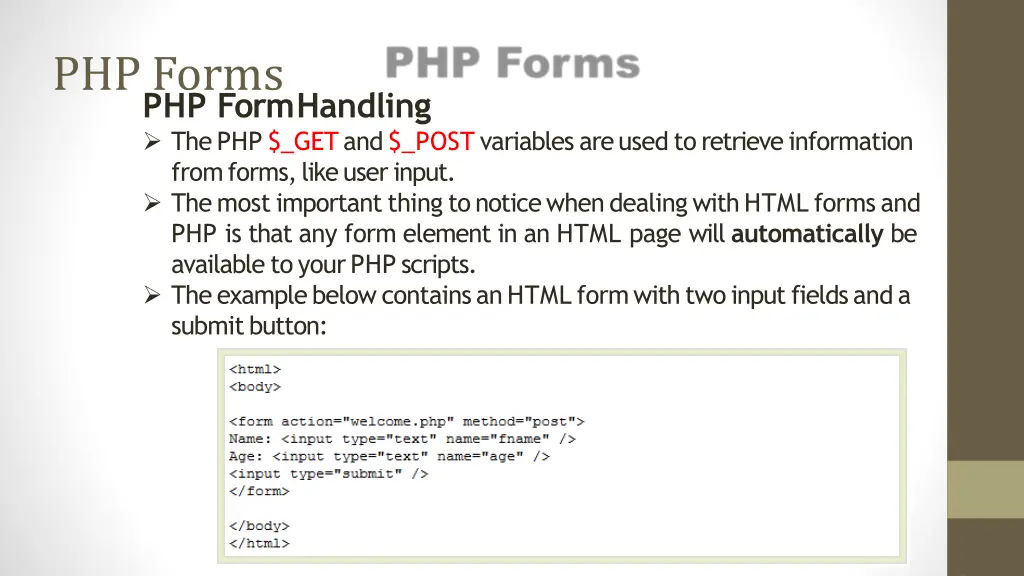 php forms php formhandling thephp getand