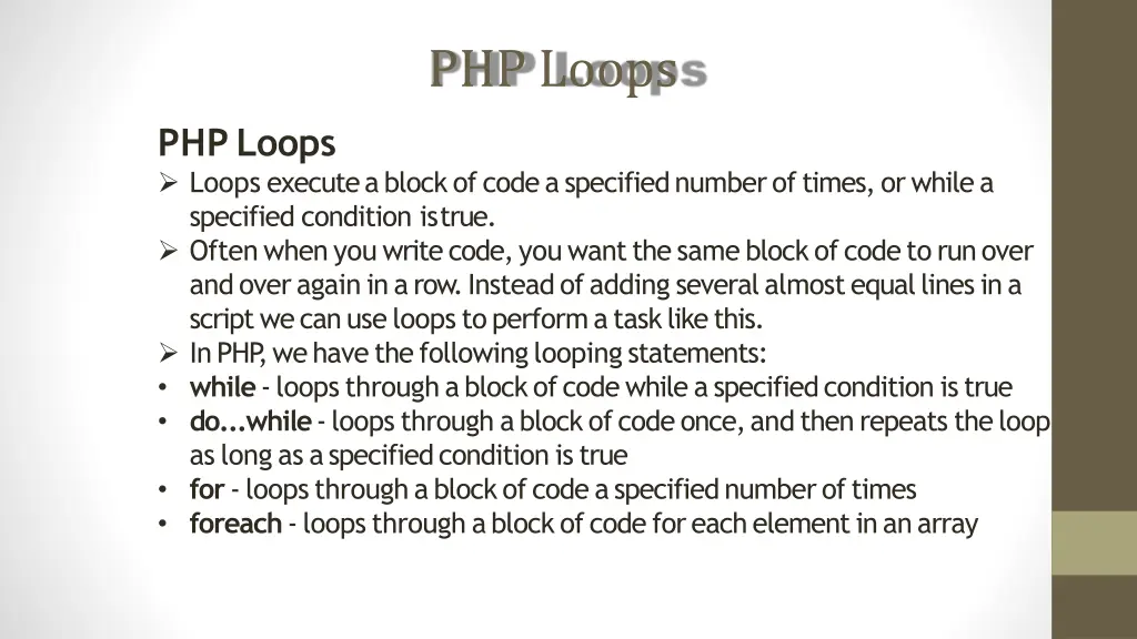 php loops
