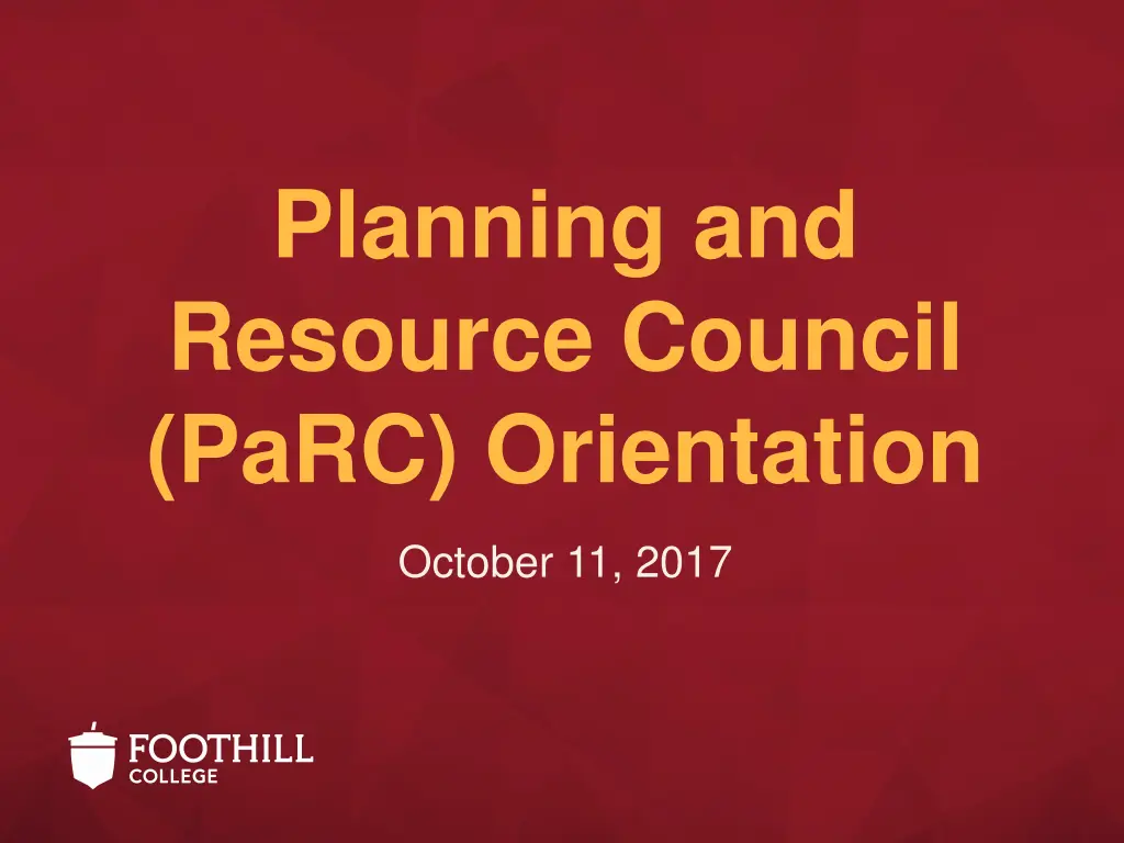 planning and resource council parc orientation