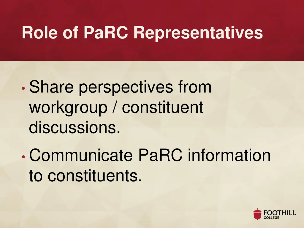 role of parc representatives