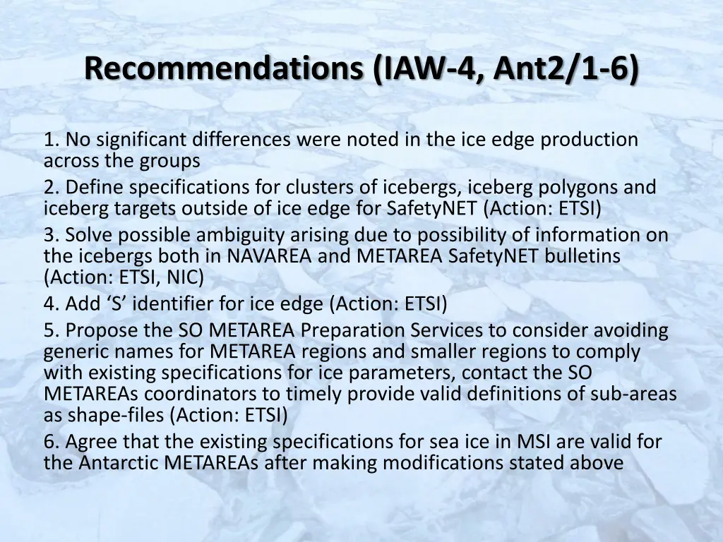 recommendations iaw 4 ant2 1 6