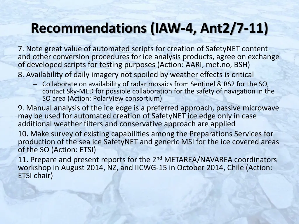 recommendations iaw 4 ant2 7 11