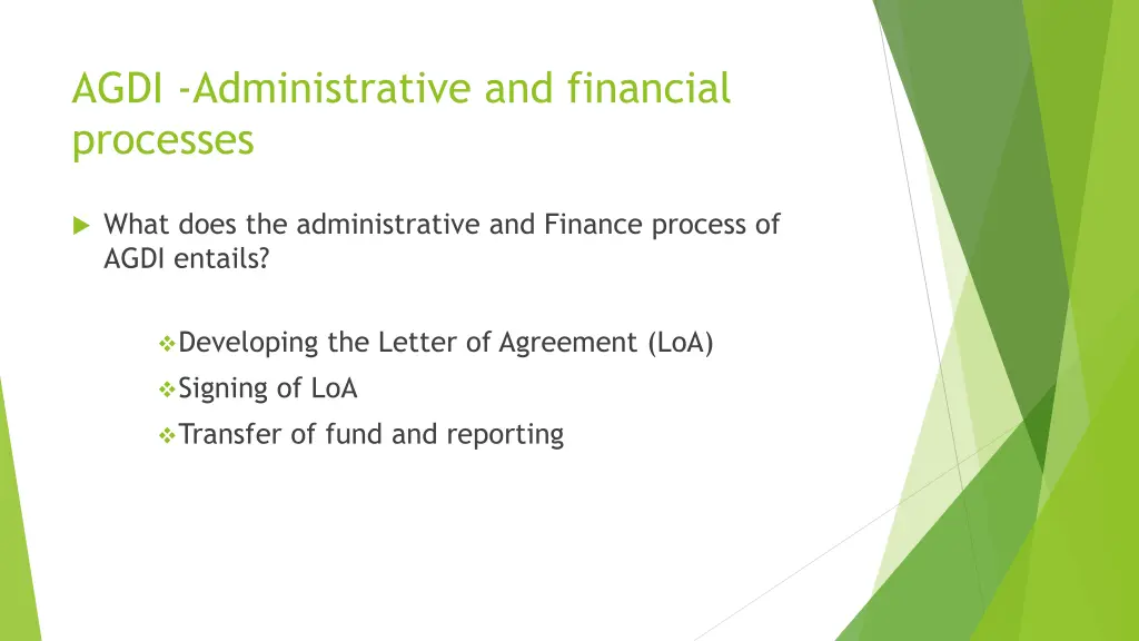 agdi administrative and financial processes 1