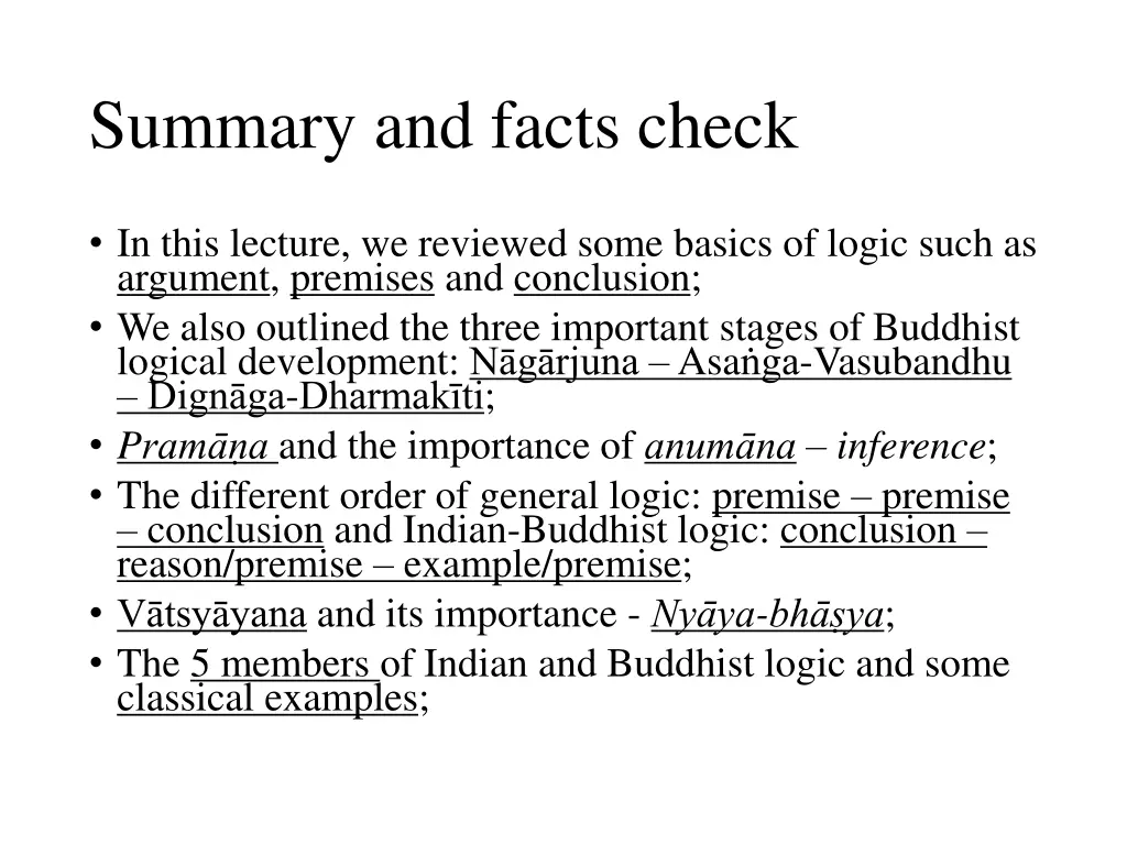 summary and facts check