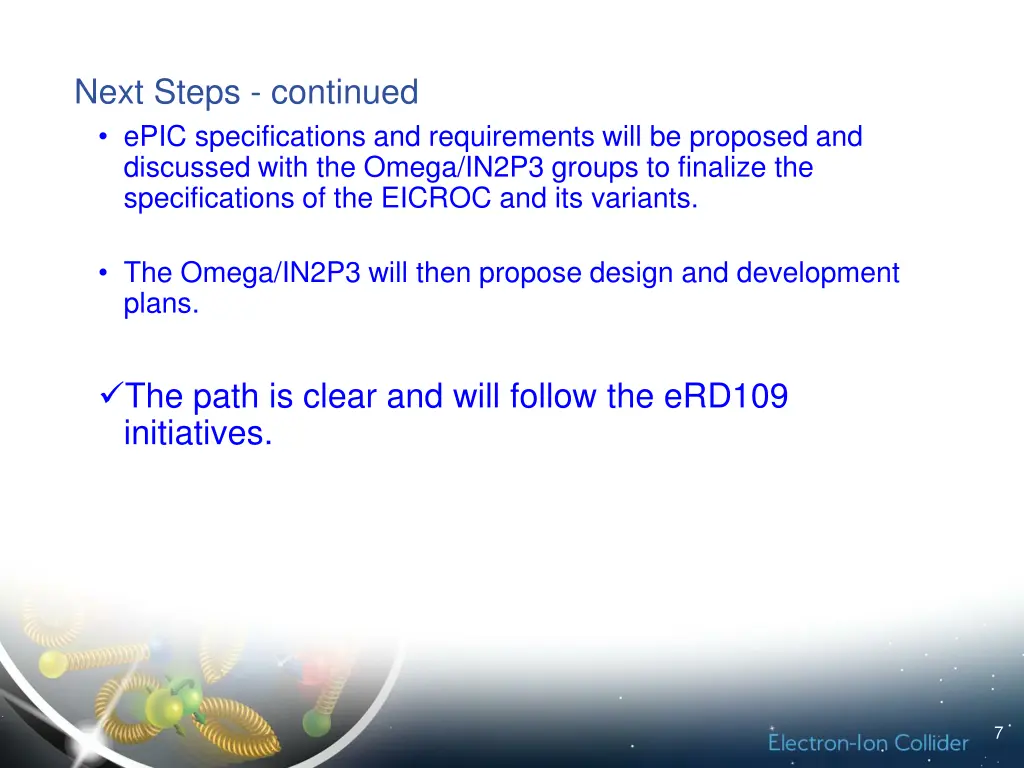 next steps continued epic specifications