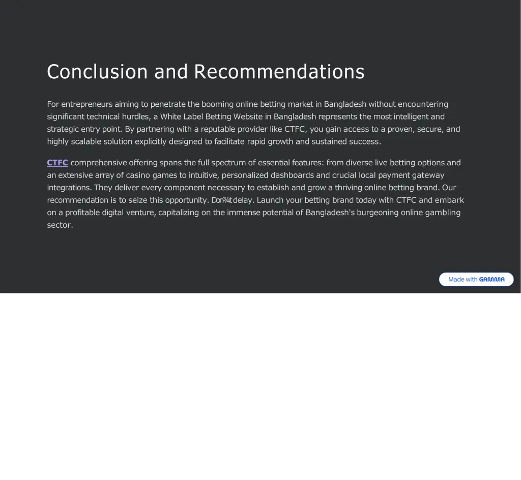 conclusion and recommendations
