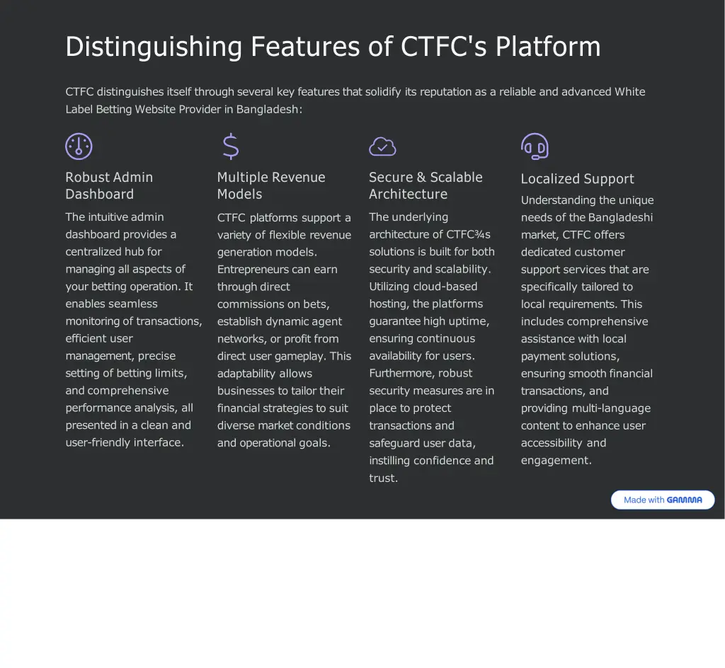 distinguishing features of ctfc s platform