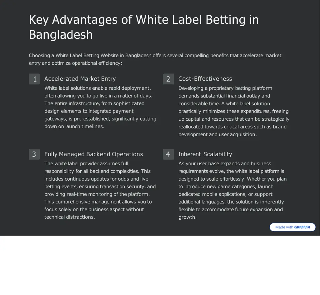 key advantages of white label betting