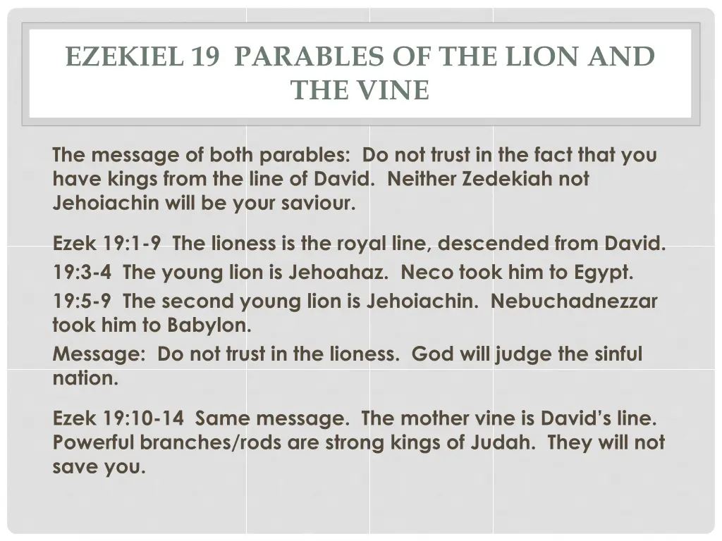 ezekiel 19 parables of the lion and the vine