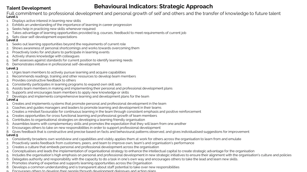 behavioural indicators strategic approach 3