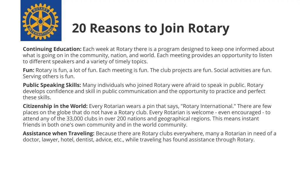 20 reasons to join rotary 1