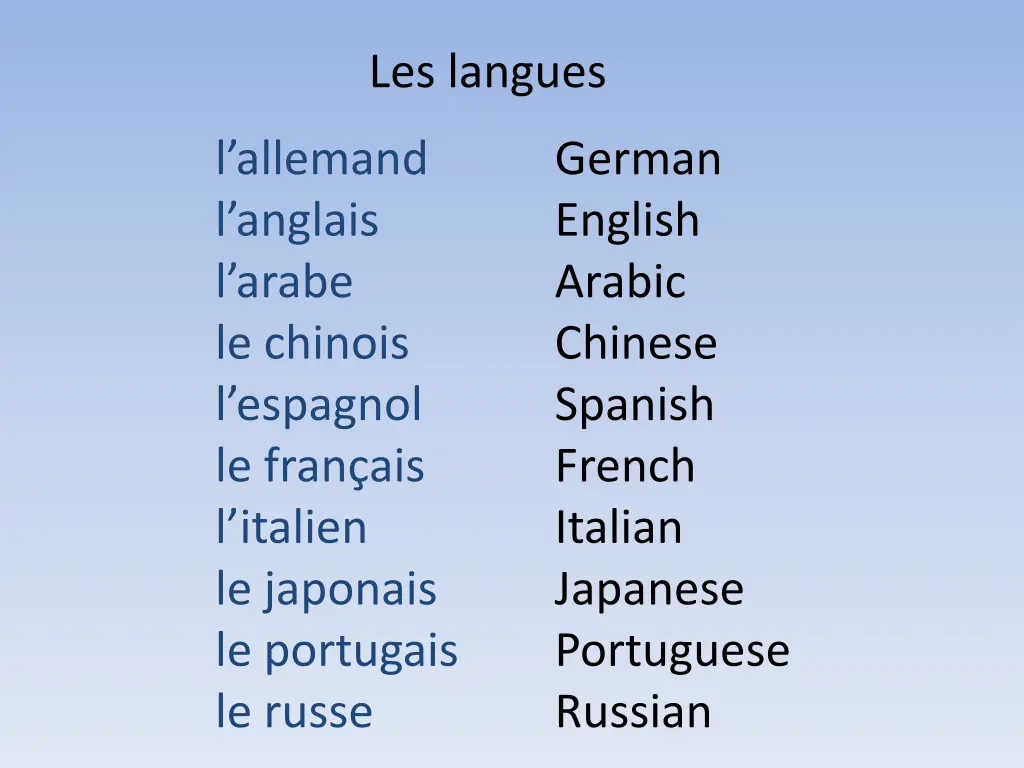 les langues
