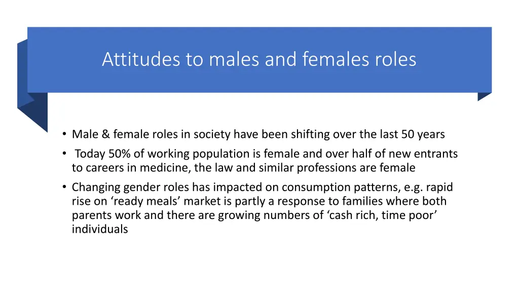 attitudes to males and females roles