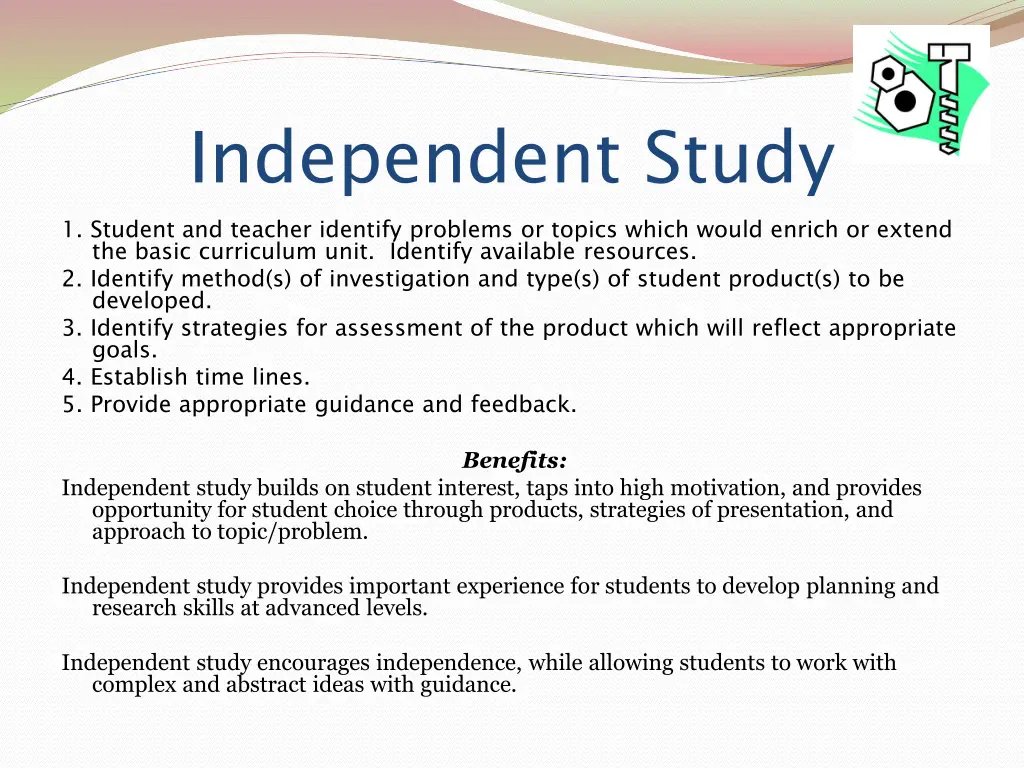 independent study 1 student and teacher identify