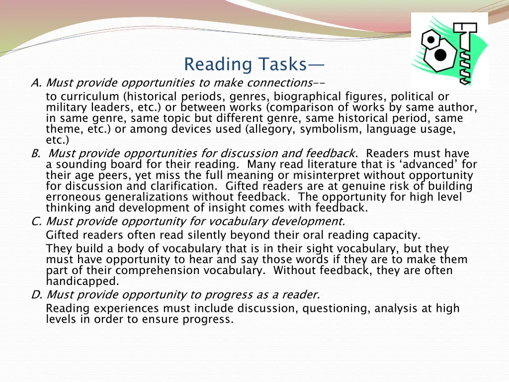 reading tasks