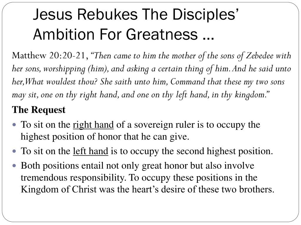 jesus rebukes the disciples ambition for greatness