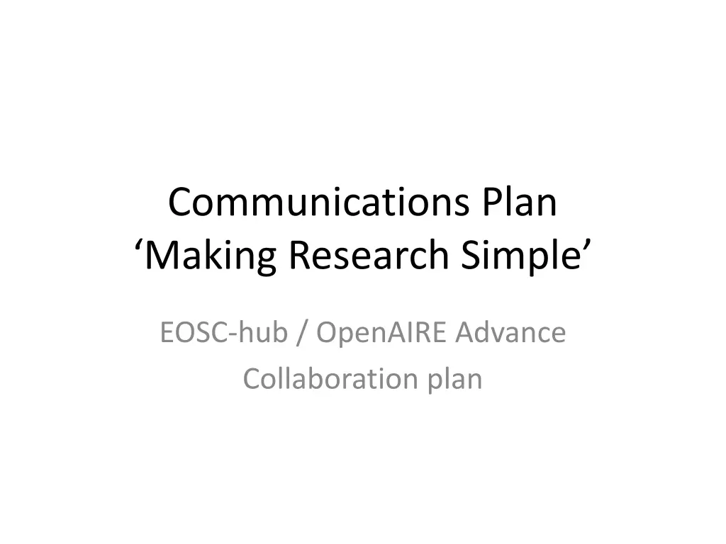 communications plan making research simple