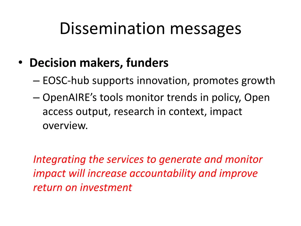 dissemination messages 1