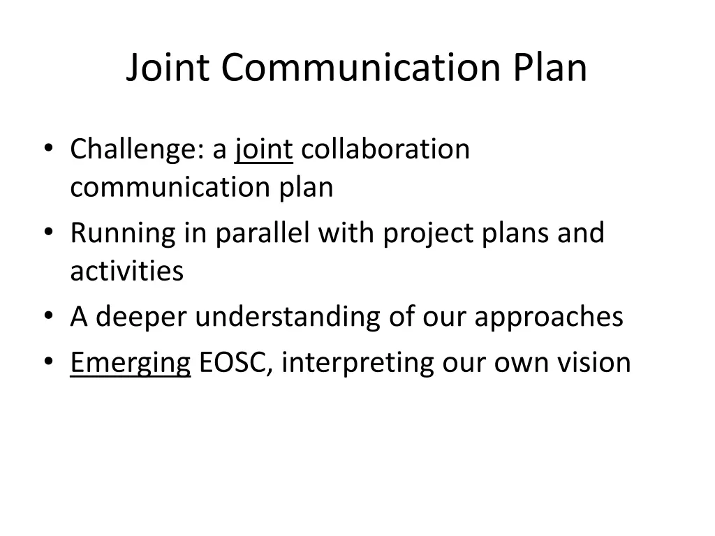 joint communication plan