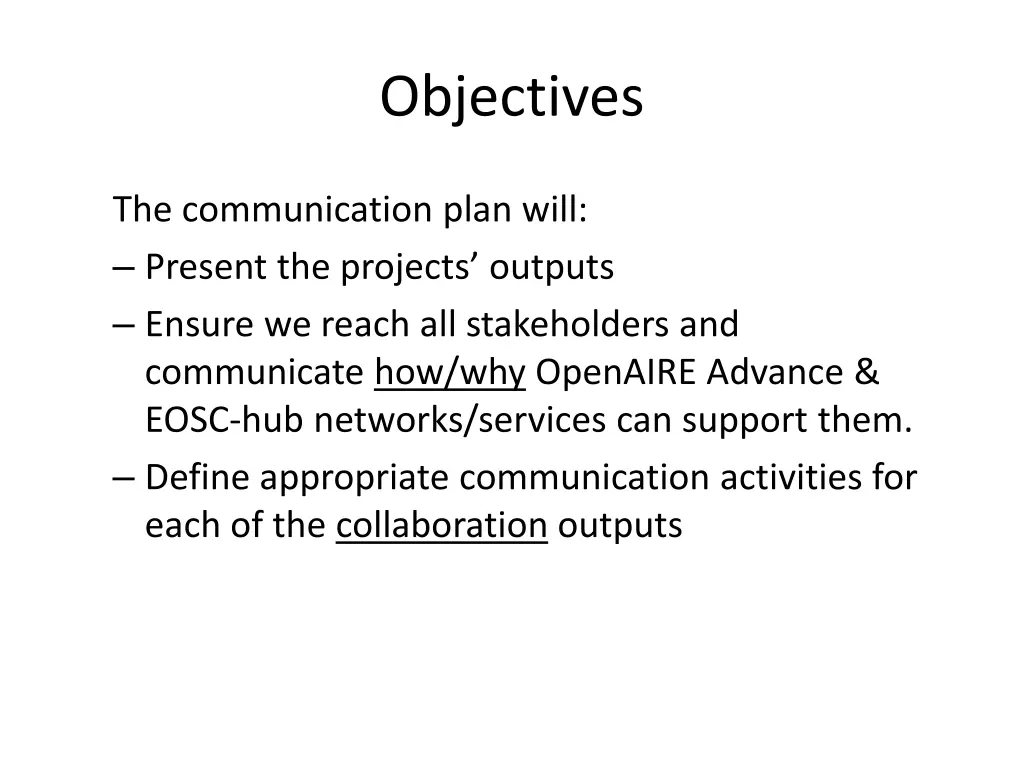 objectives