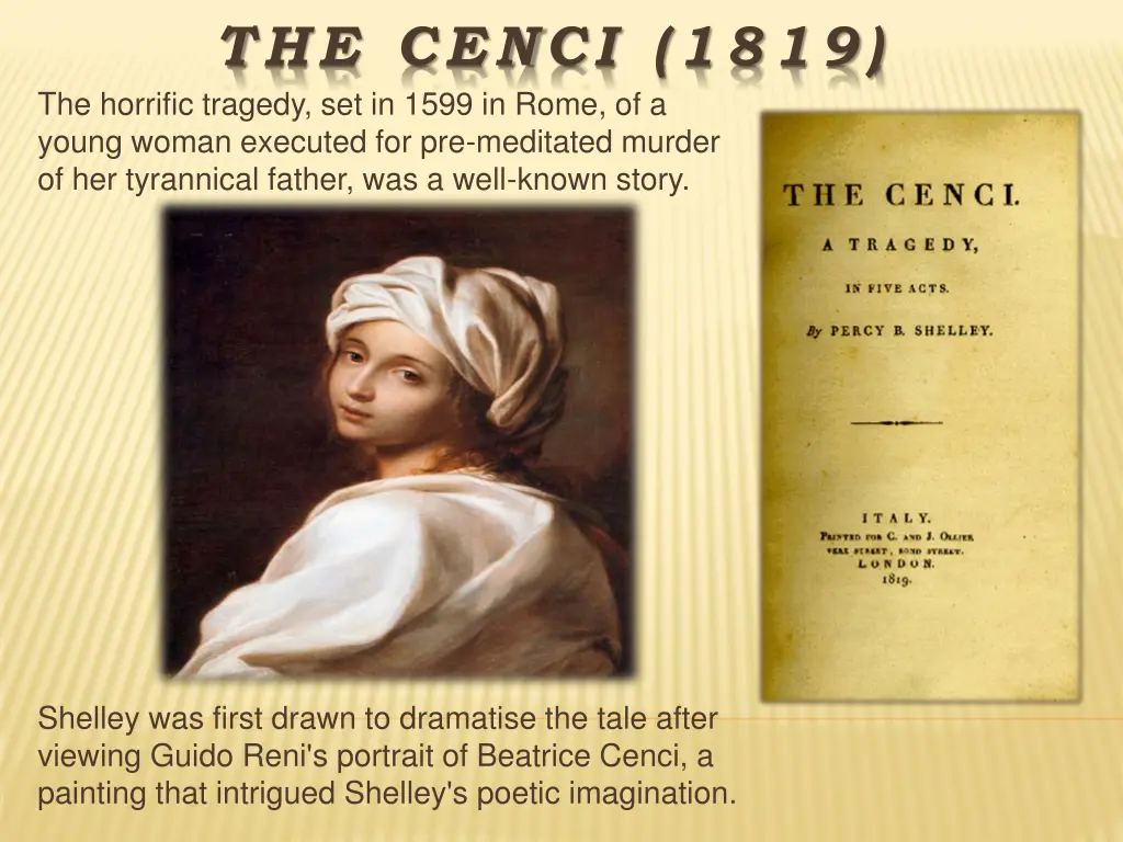 the cenci 1819 the horrific tragedy set in 1599