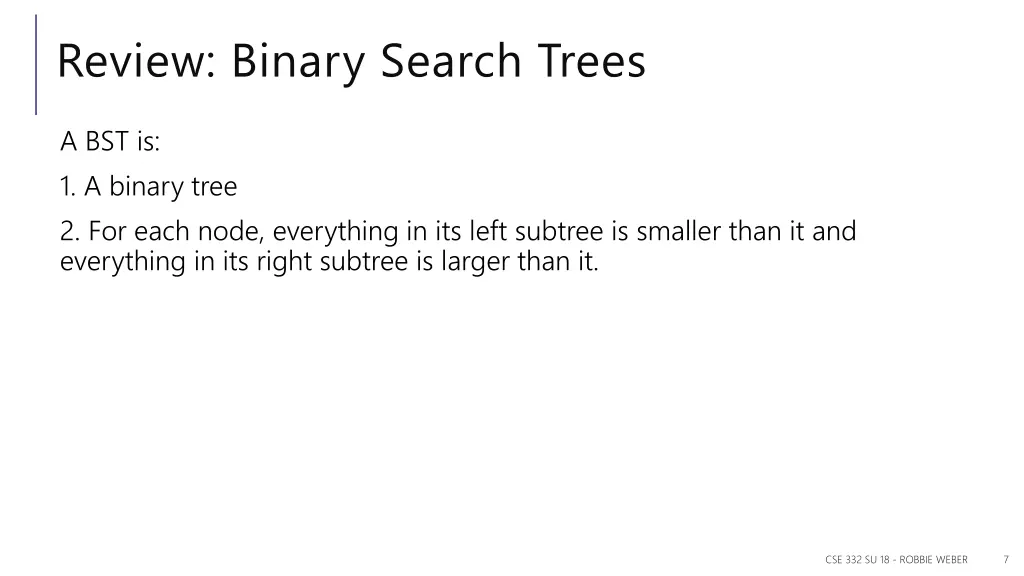 review binary search trees