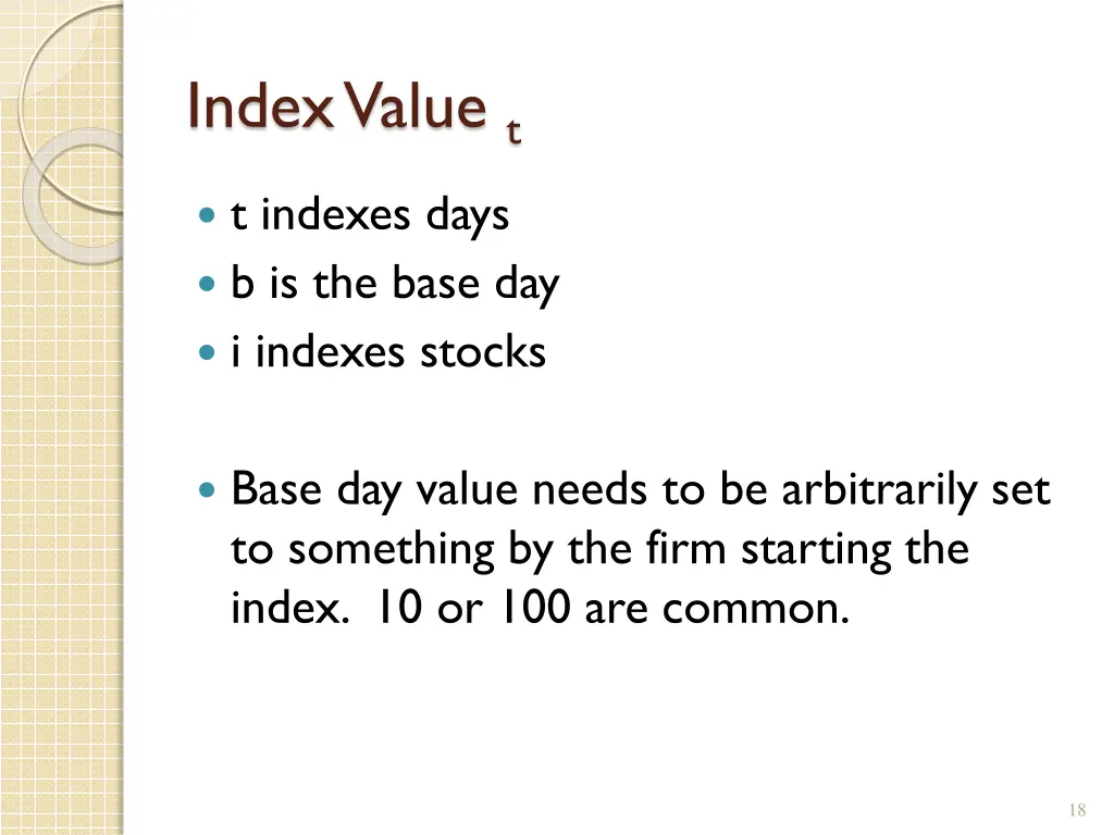 index value t 1