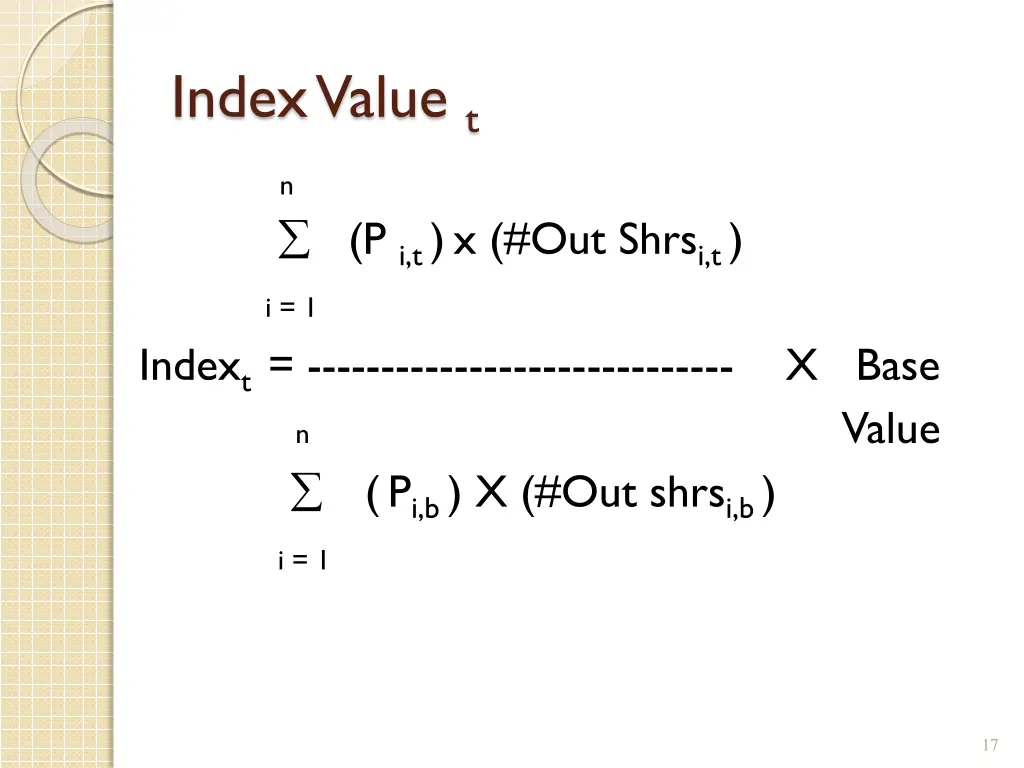 index value t