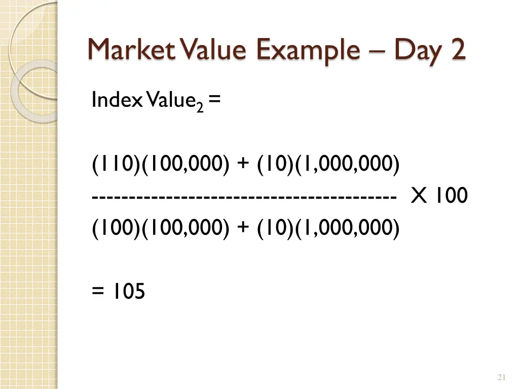 market value example day 2