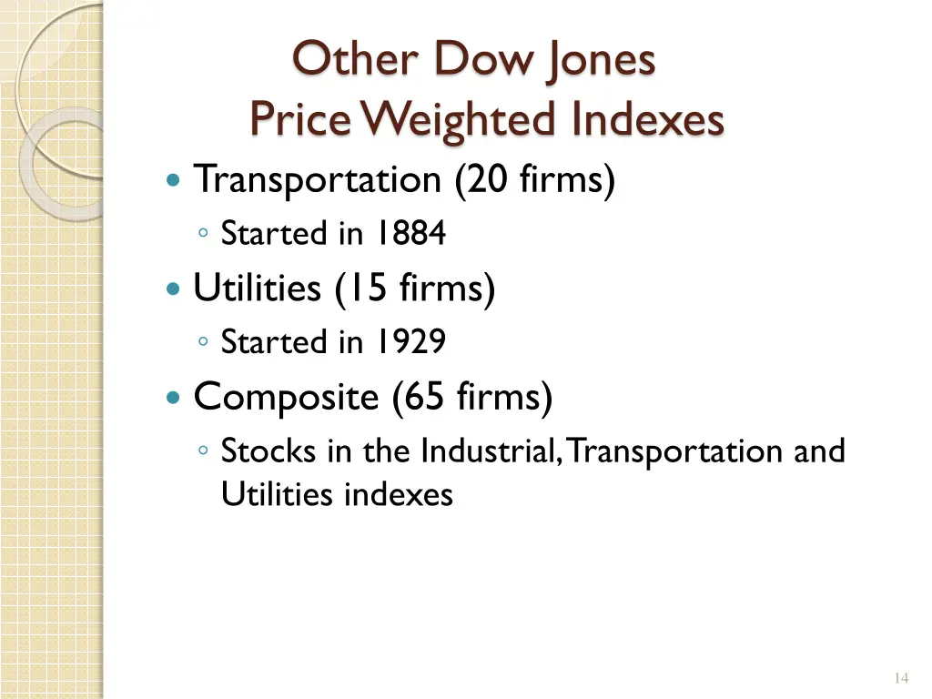 other dow jones price weighted indexes