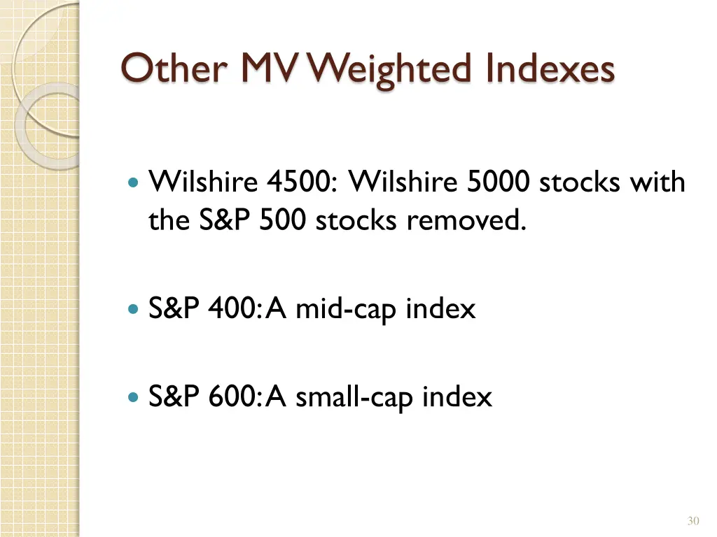 other mv weighted indexes 1
