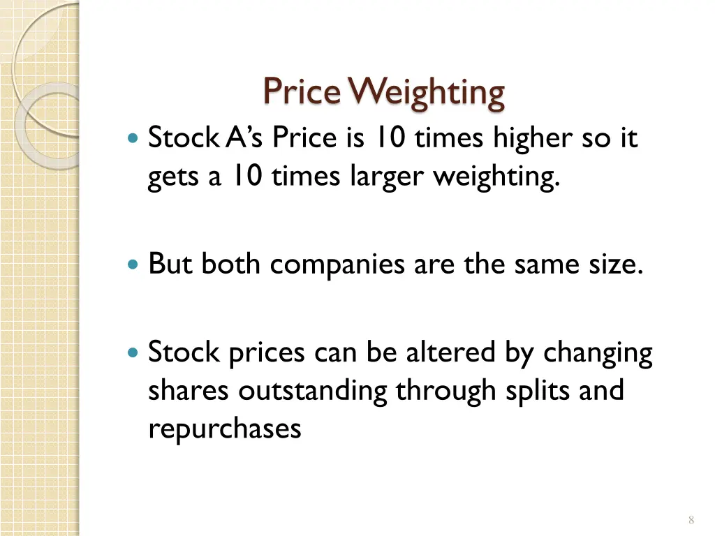 price weighting 1