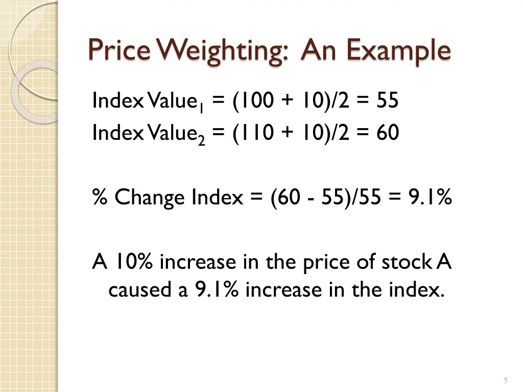 price weighting an example 1