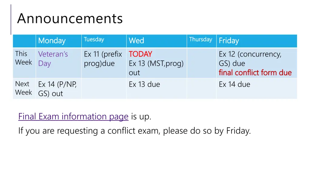 announcements