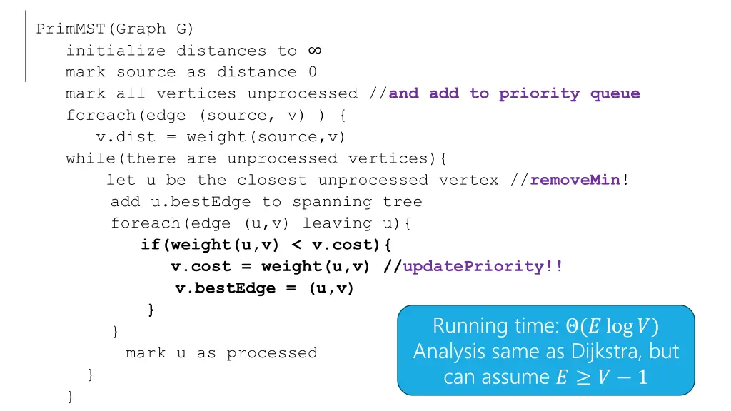 primmst graph g initialize distances to mark