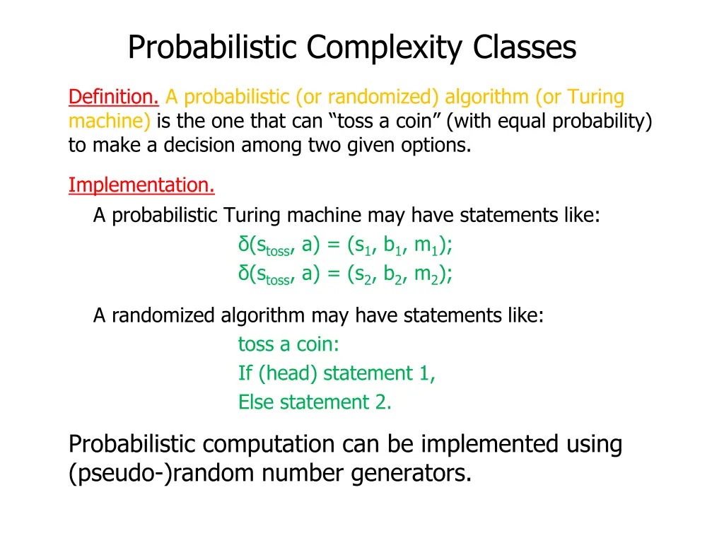 probabilistic complexity classes 29