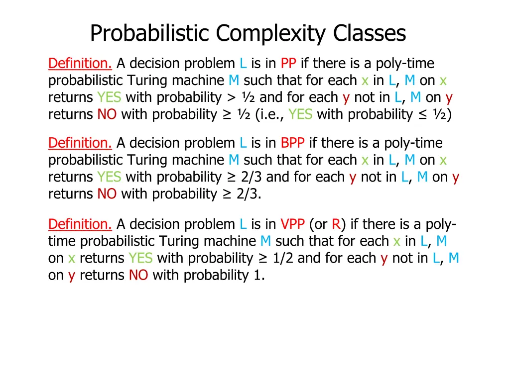 probabilistic complexity classes 33