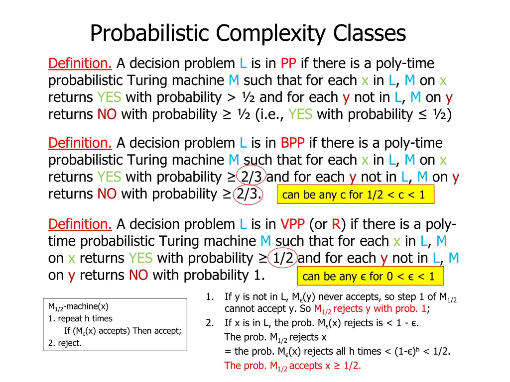 probabilistic complexity classes 42
