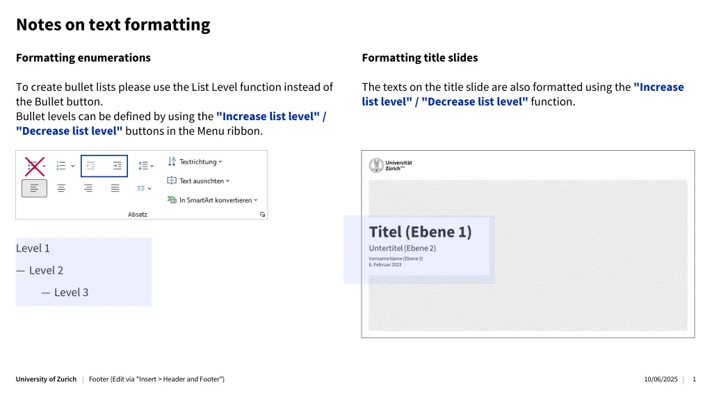 notes on text formatting