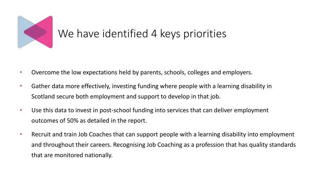 we have identified 4 keys priorities