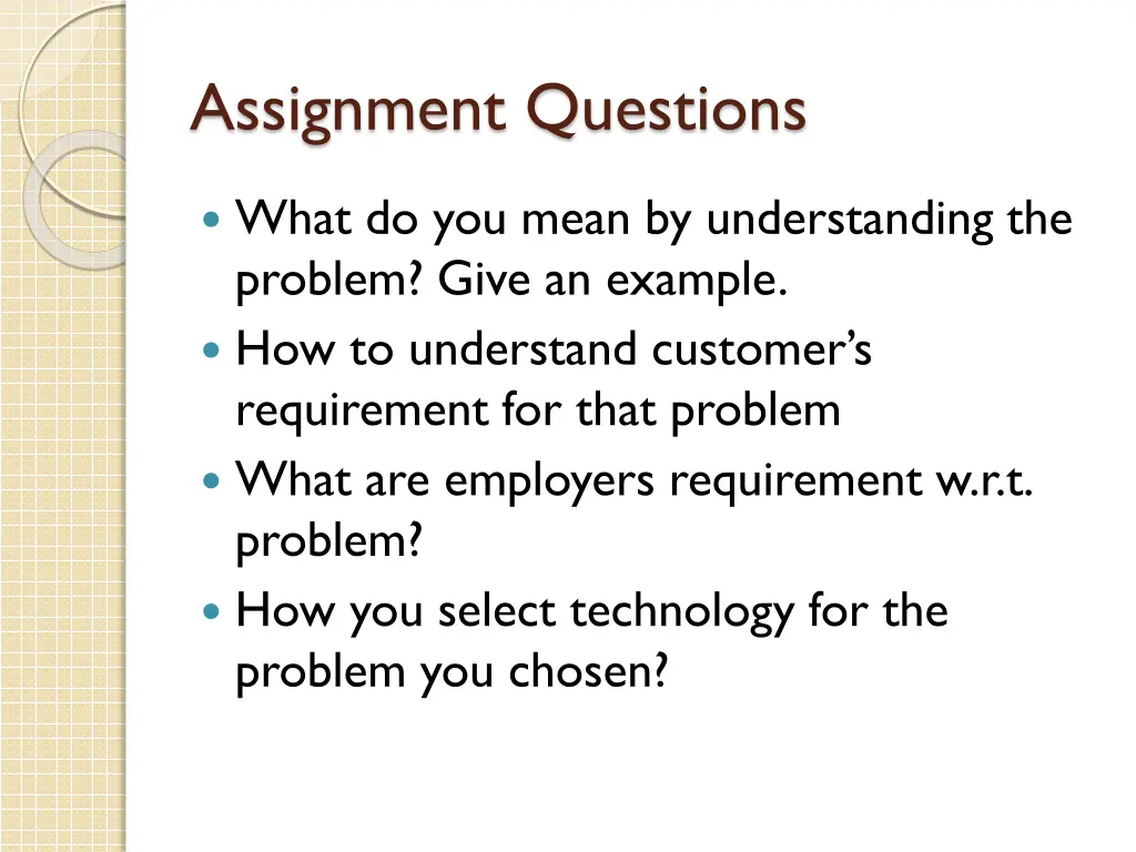assignment questions