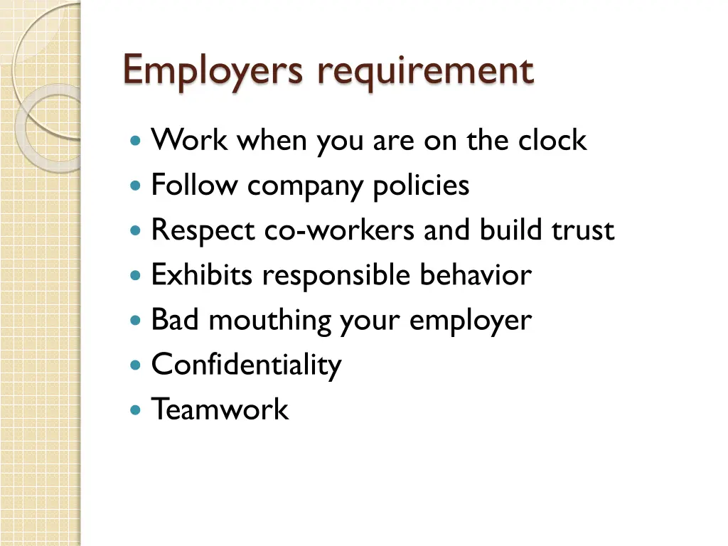 employers requirement