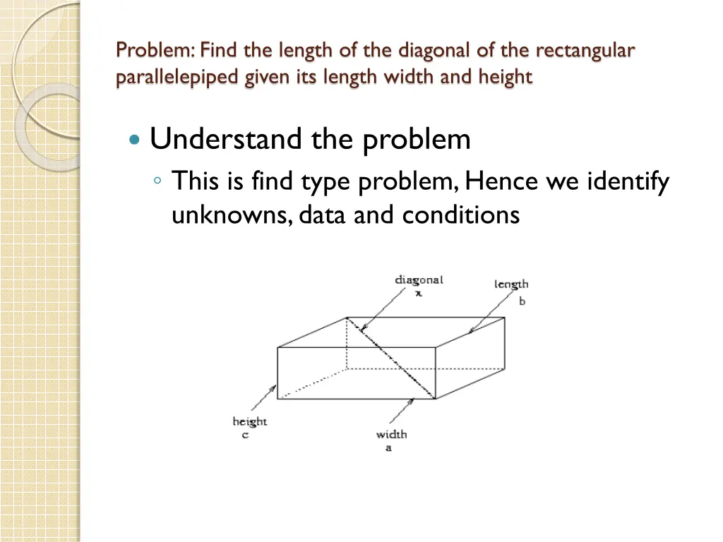 problem find the length of the diagonal