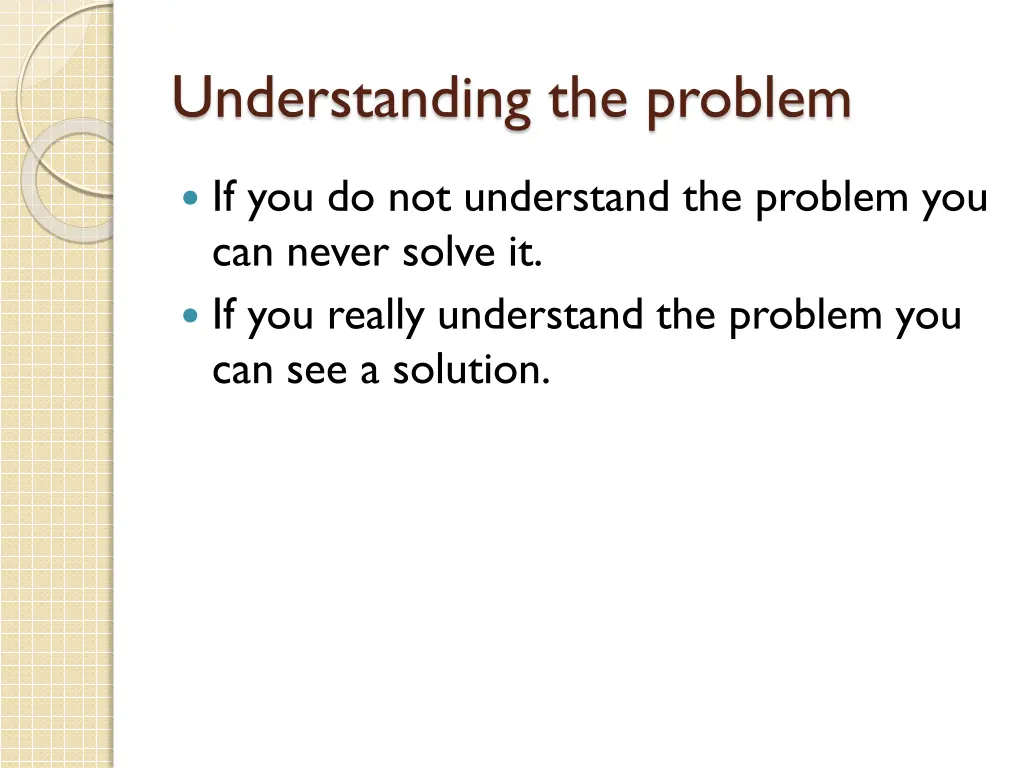 understanding the problem