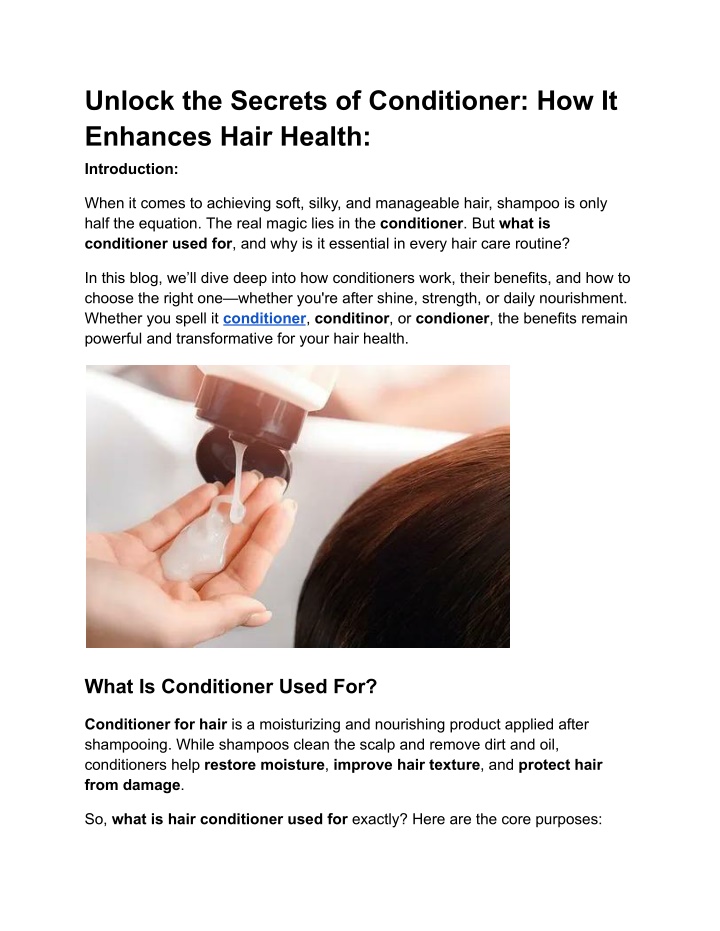 unlock the secrets of conditioner how it enhances