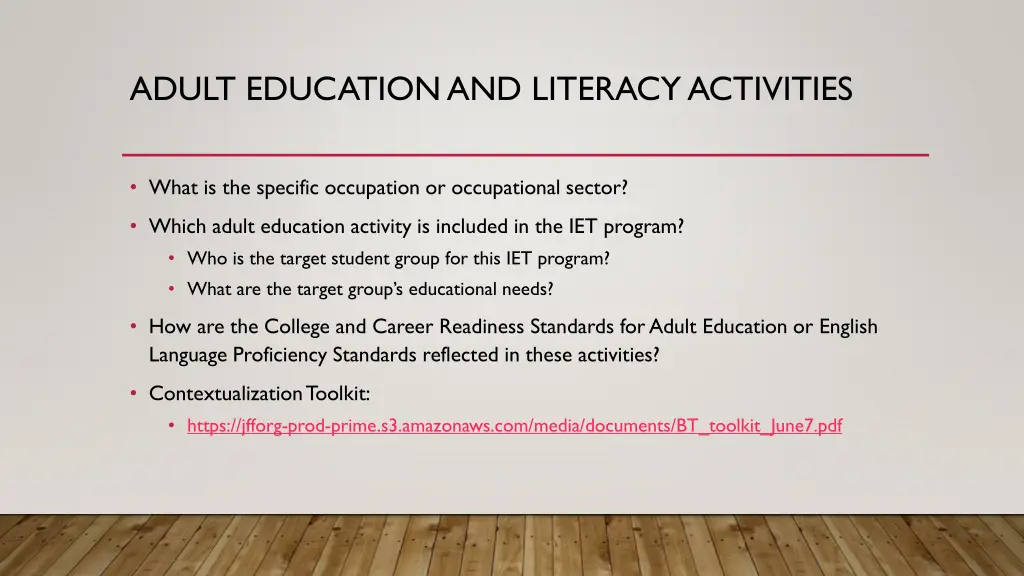 adult education and literacy activities