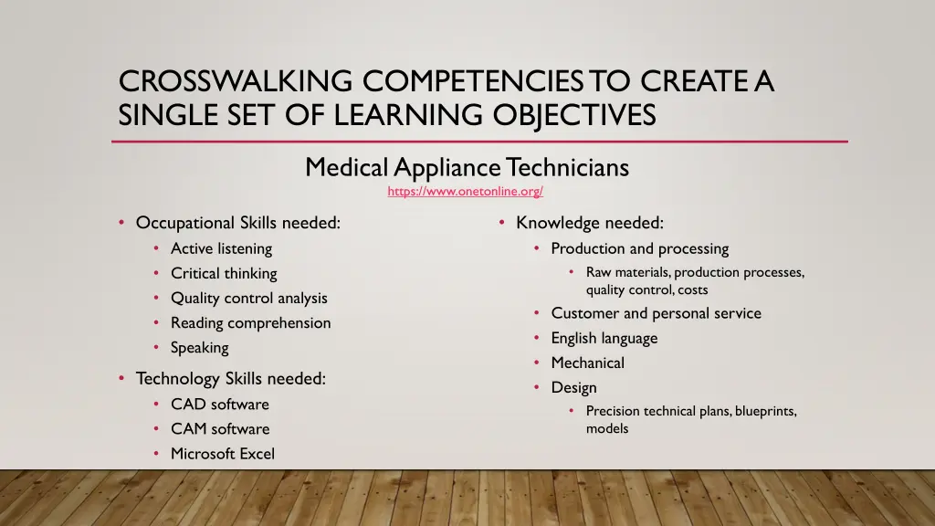 crosswalking competencies to create a single